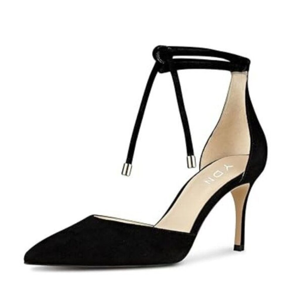 YDN Women's Pointy Toe High Heel Sandals Faux Suede Lace up D'Orsay Dress Shoes